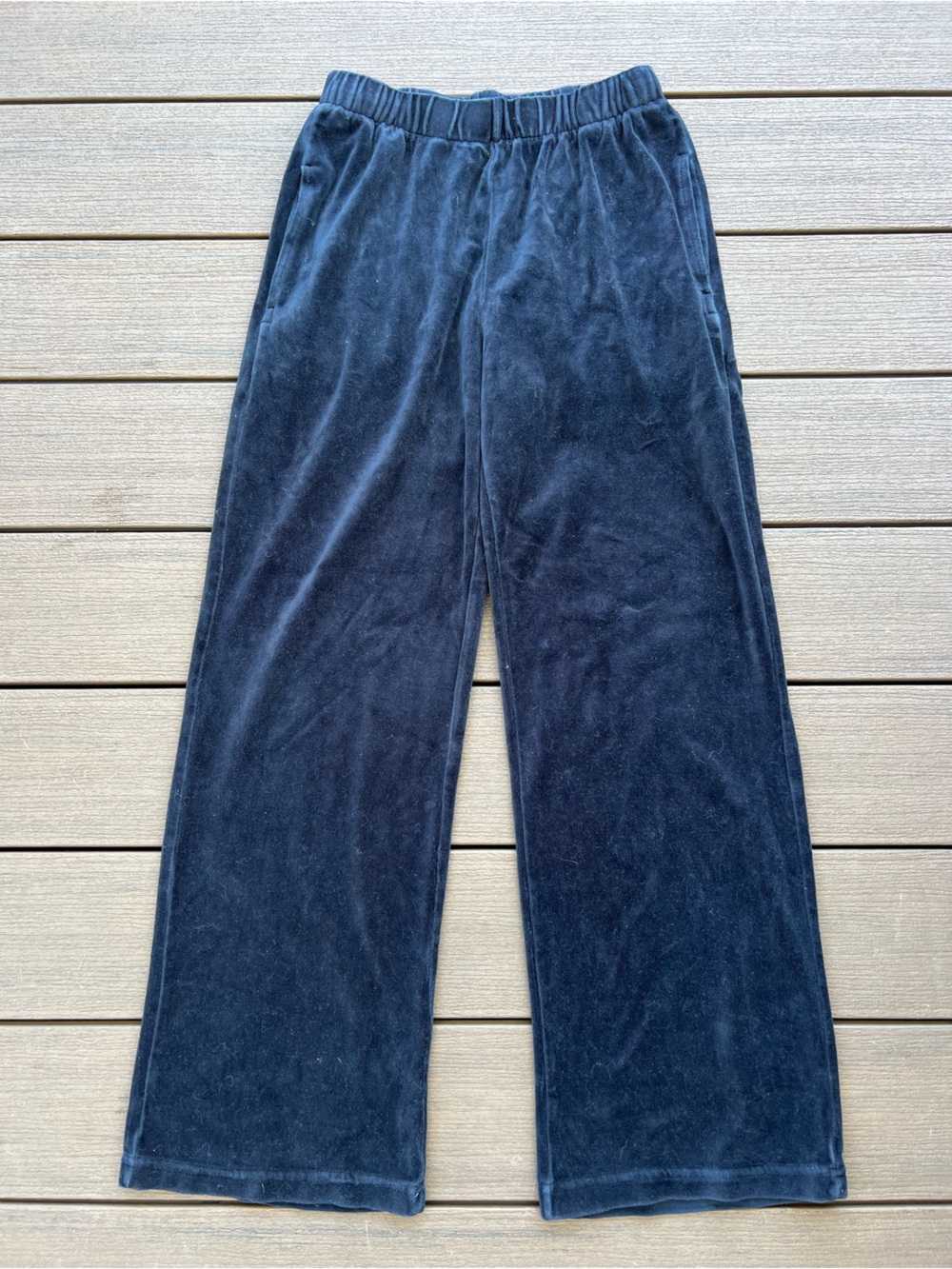 Brandy Melville Dark Navy Velour Wide-Leg Lounge Pants